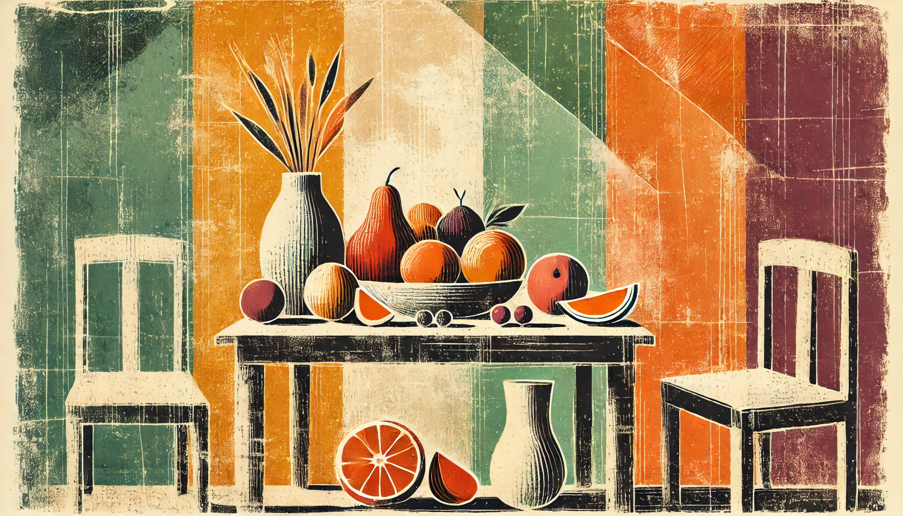 kitchen table with fruits and vegetabels Carina van der Kloet